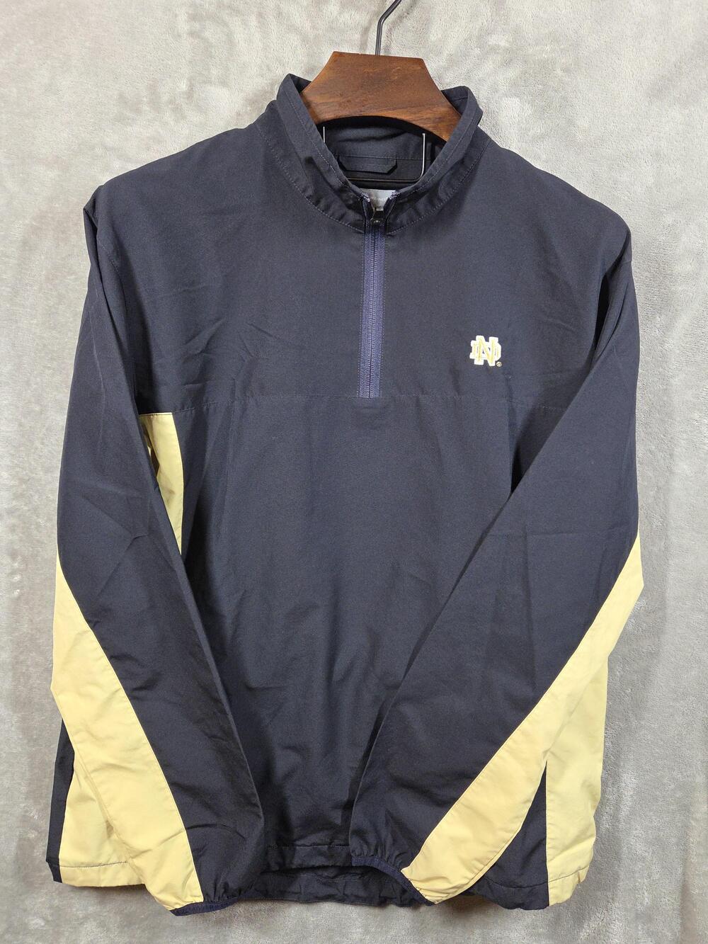 Notre Dame Fighting Irish Light Jacket Mens Large Navy Cutter & Buck 1/4 Zip